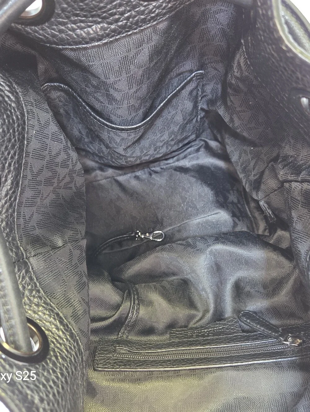 Michael Kors Black Pebbled Leather Drawstring Backpack Quiet Luxury Large